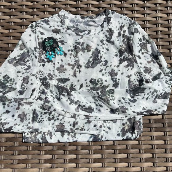 Cow Print Mesh Top - Picture 1 of 1